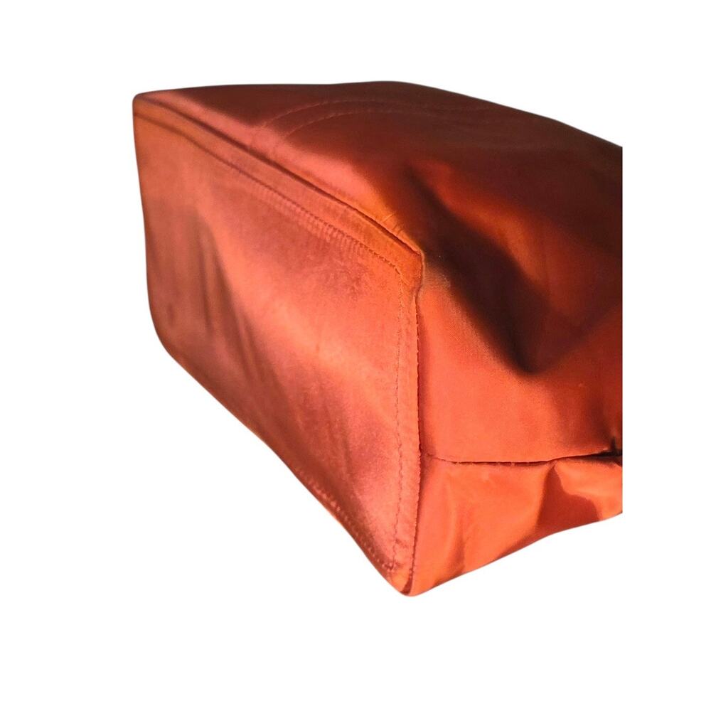 EUC Vintage Y2K Coach Hamptons Orange Satin Nylon Tote Bag Leather Trim Shoulder - Picture 8 of 9